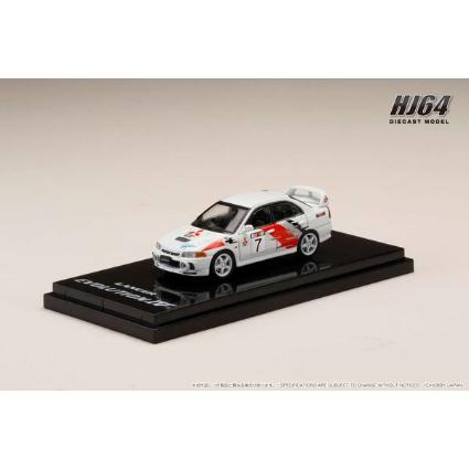 HJ643011A 1/64 MITSUBISHI LANCER GSR EVOLUTION IV GR.A RALLY GRAPHIC SCORTIA WHITE